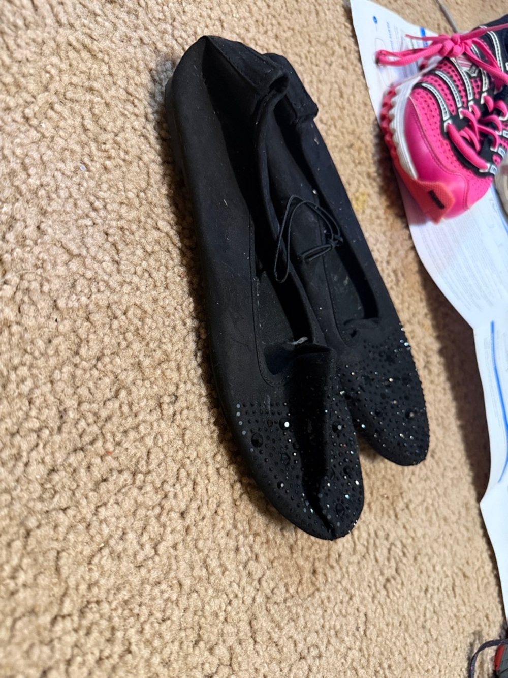 Black Rhinestone Ballet Flats - Picture 2 of 2